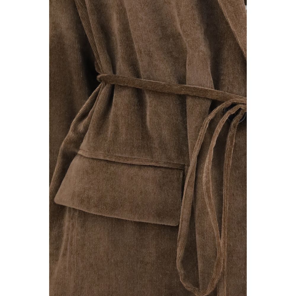 Brown Viscose Full Length Jacket