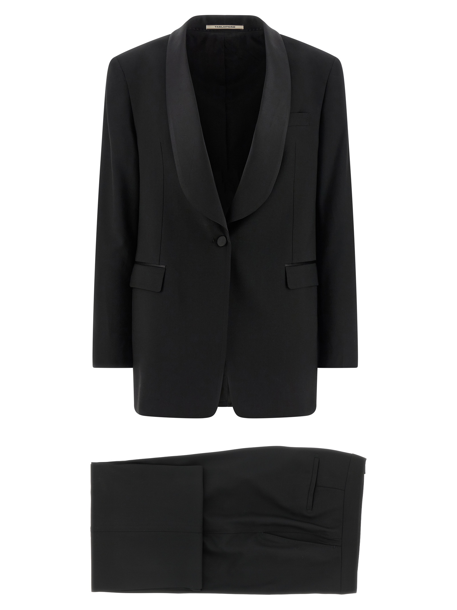 Black Virgin Wool Two Piece Suit