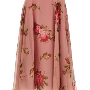 Multicolor Silk Midi Skirt