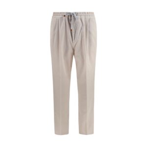 Beige Cotton Casual Pants