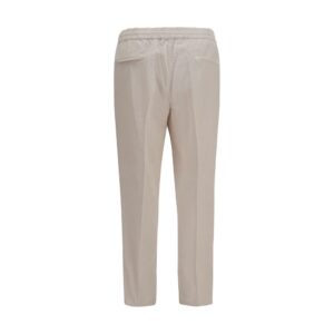 Beige Cotton Casual Pants