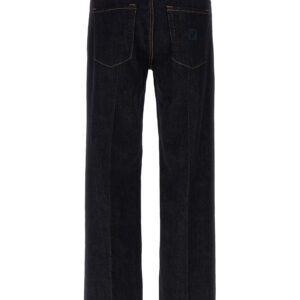 Blue Cotton Straight Leg Jeans