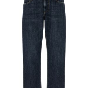 Blue Cotton Straight Leg Jeans