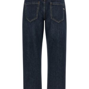 Blue Cotton Straight Leg Jeans