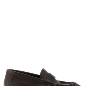 Brown Calfskin Slip On Loafers