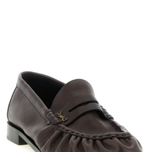 Brown Calfskin Slip On Loafers