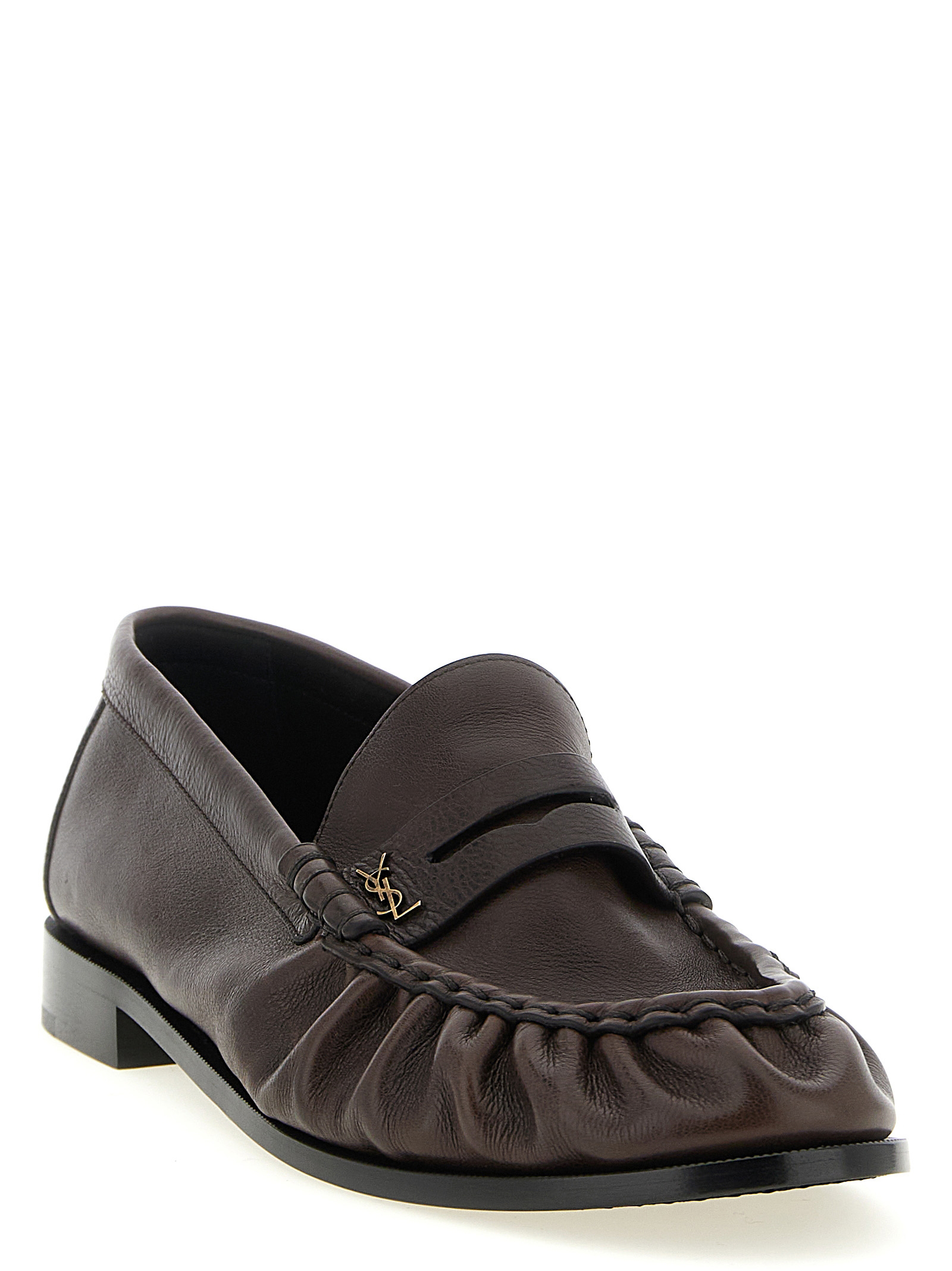 Brown Calfskin Slip On Loafers