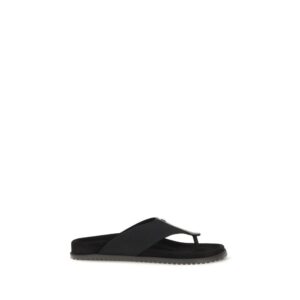 Black Polyester Flip-Flop Sandals