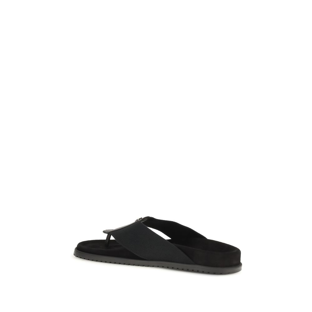 Black Polyester Flip Flop Sandals