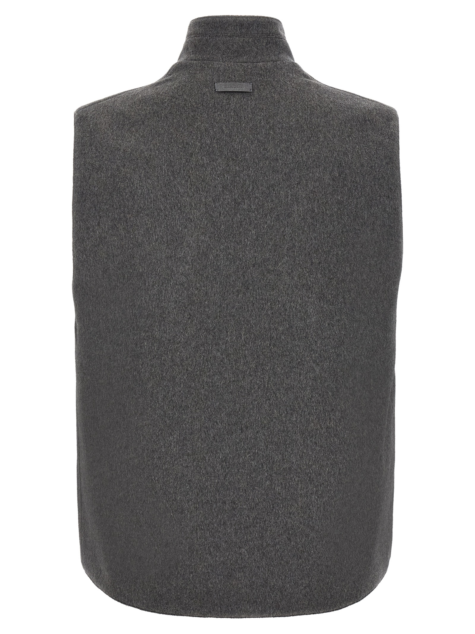 Gray Virgin Wool Sleeveless Jacket