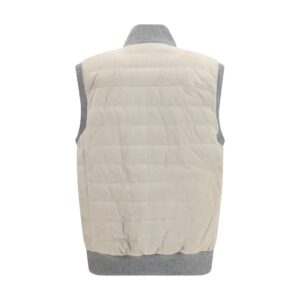 Beige Calf Leather Bos Taurus Sleeveless Jacket