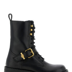 Black Calfskin Lace-Up Boots