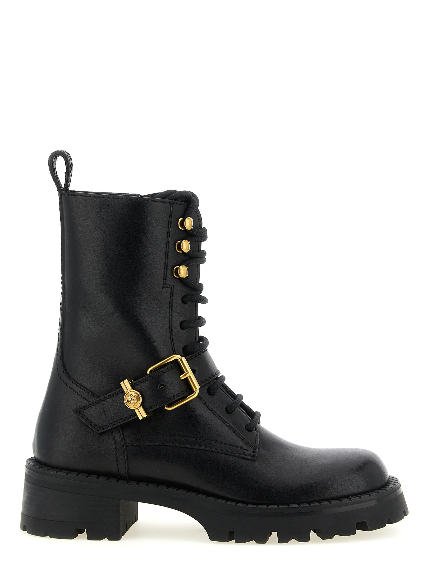 Black Calfskin Lace Up Boots