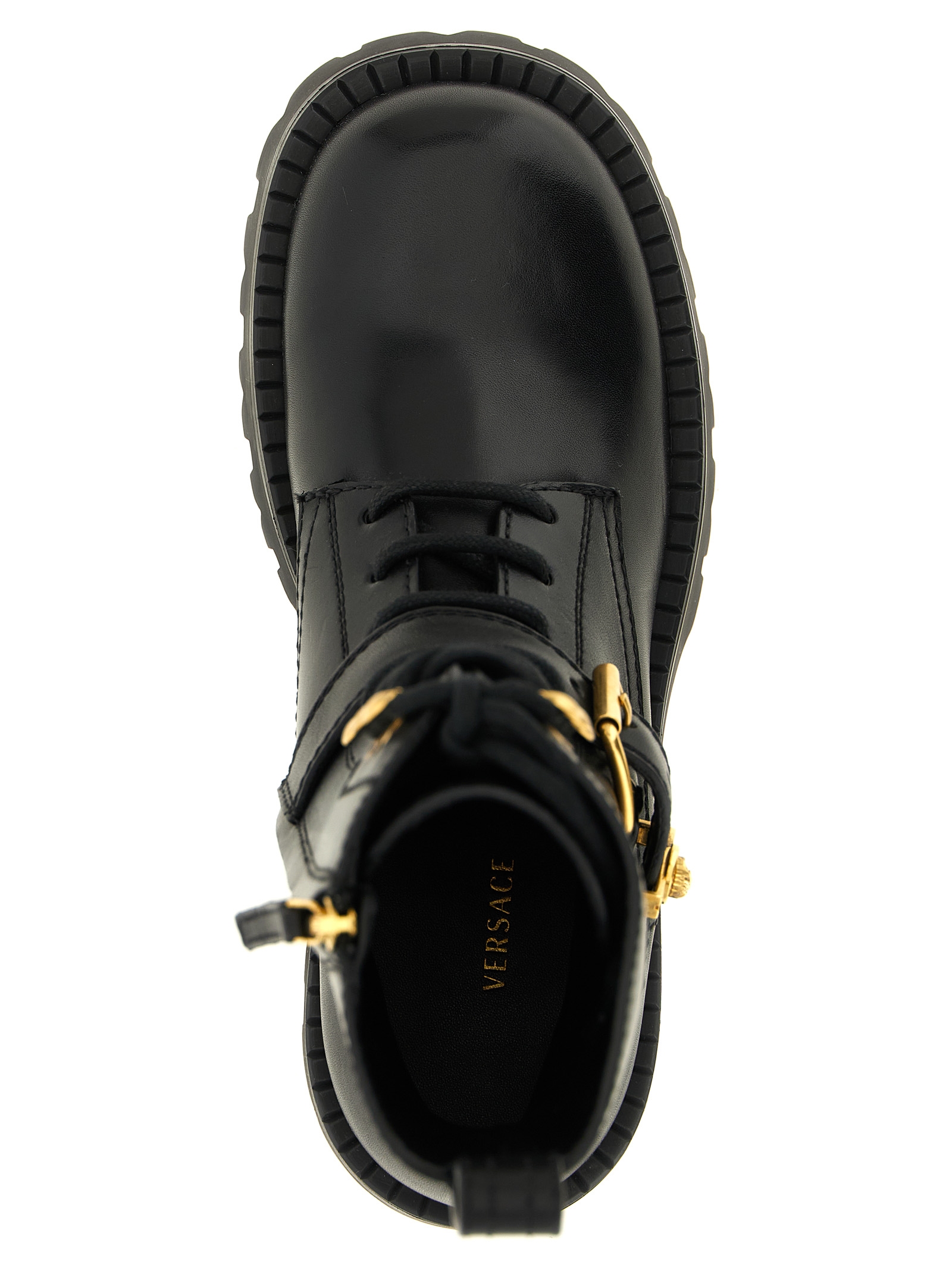 Black Calfskin Lace Up Boots