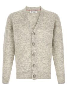 Gray Alpaca Leather Cardigan