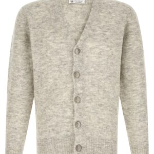 Gray Alpaca Leather Cardigan