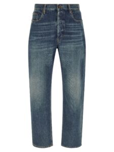Blue Cotton Straight-Leg Jeans