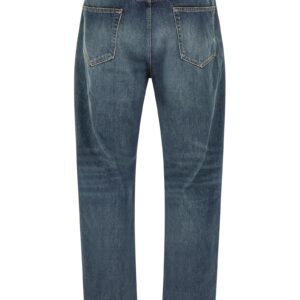 Blue Cotton Straight Leg Jeans
