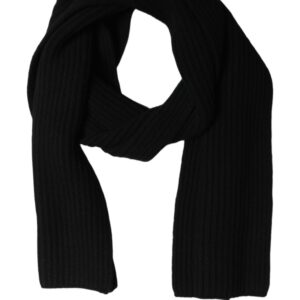 Men Black Wool Knitted Neck Shawl Scarf