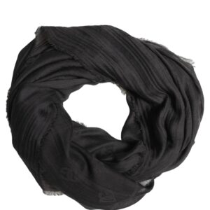 Black Silk Wool Fringed Men Lace Stole Scarf