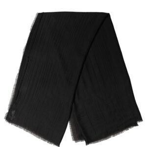 Black Silk Wool Fringed Men Lace Stole Scarf