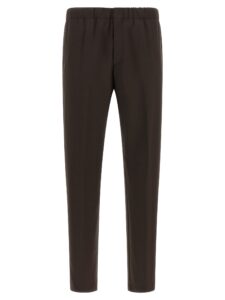 Brown Virgin Wool Casual Pants