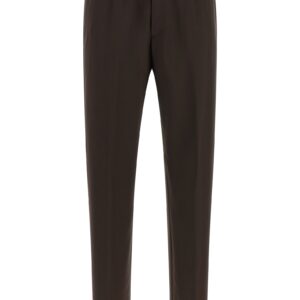 Brown Virgin Wool Casual Pants