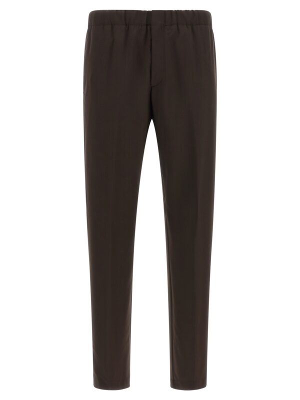 Brown Virgin Wool Casual Pants