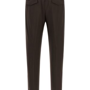 Brown Virgin Wool Casual Pants