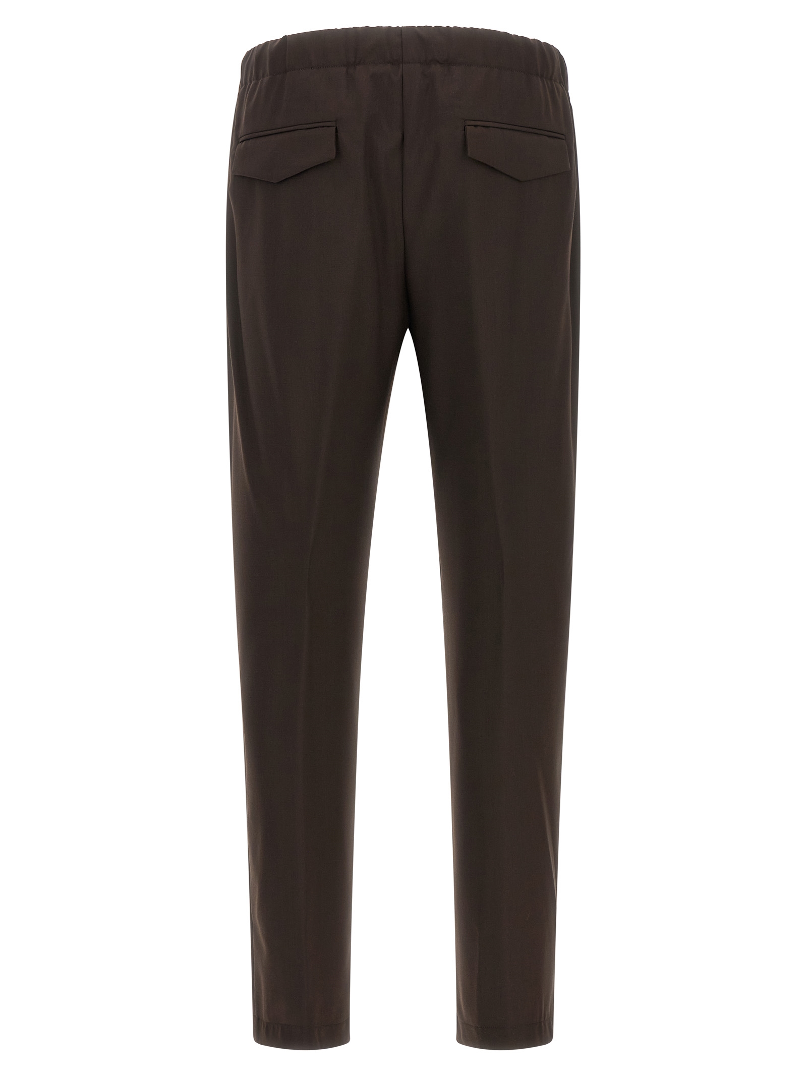 Brown Virgin Wool Casual Pants