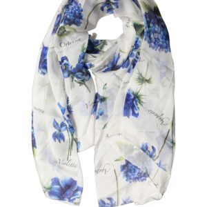 White Silk Floral Chiffon Long Stole Scarf