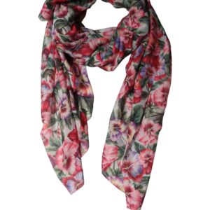 Multicolor Floral Cotton Lace Stole Scarf