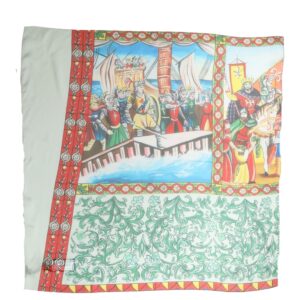 Multicolor Silk Printed Square Foulard Scarf