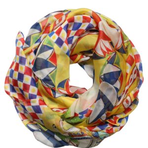 Multicolor Silk Carretto Foulard Scarf