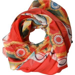 Multicolor Silk Printed Square Foulard Scarf