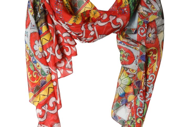 Yellow Silk Printed Shawl Stole Scarf