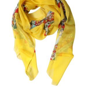 Yellow Silk Printed Shawl Stole Scarf