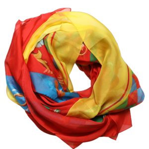 Multicolor Silk Printed Square Foulard Scarf