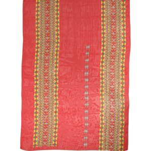 Red Silk Geometric Print Shawl Stole Scarf