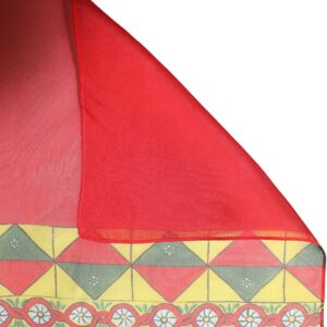 Red Silk Geometric Print Shawl Stole Scarf