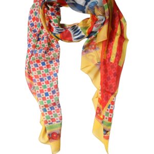 Multicolor Silk Carretto Print Stole Scarf