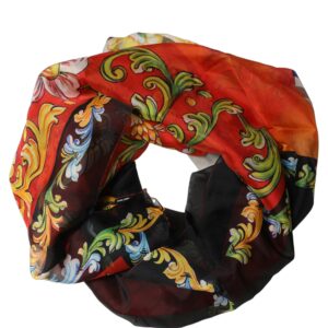 Multicolor Silk Printed Square Foulard Scarf