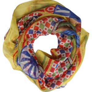 Multicolor Silk Carretto Foulard Scarf