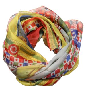 Multicolor Silk Carretto Foulard Scarf