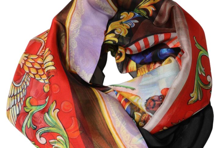 Multicolor Silk Printed Square Foulard Scarf