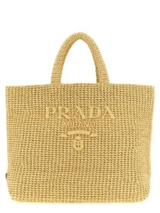 Beige Raffia Tote Bag