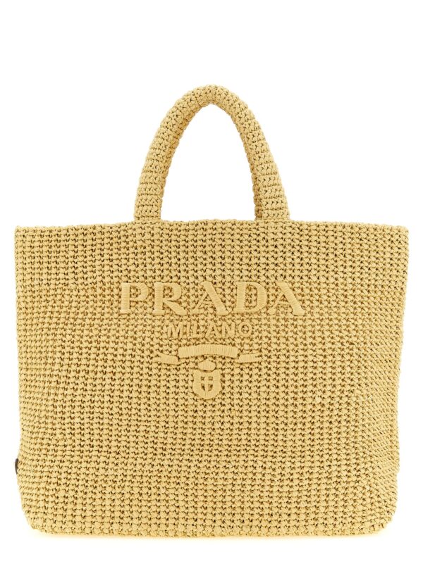 Beige Raffia Tote Bag