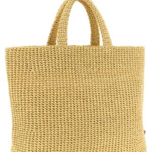 Beige Raffia Tote Bag