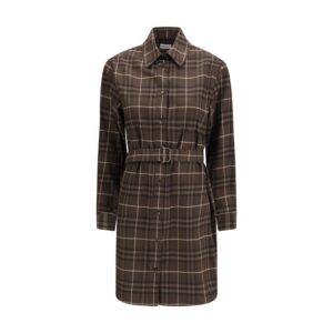Brown Cotton Casual Dress