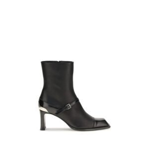 Black Lamb Leather Ankle Boots